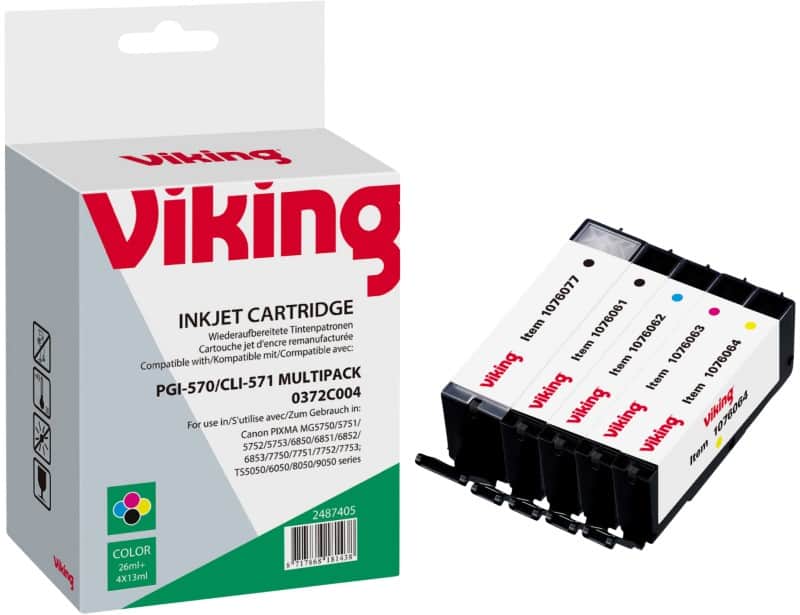 Viking PGI-570/CLI-571 compatibele Canon inktcartridge cyaan, magenta, geel, zwart multipak 5 stuks