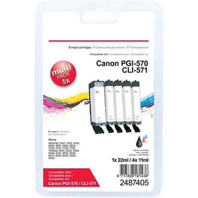 Office Depot Compatibel Canon PGI-570/CLI-571 Inktcartridge Cyaan, magenta, geel, zwart Multipack 5 Stuks