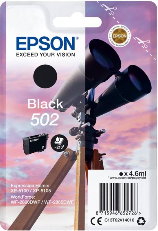 Epson 502 Origineel Inktcartridge C13T02V14010 Zwart