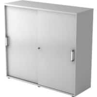 Hammerbacher Schuifdeurkast Spaanplaat 2 Planken Afsluitbaar 1.200 x 400 x 1.100 mm Grijs