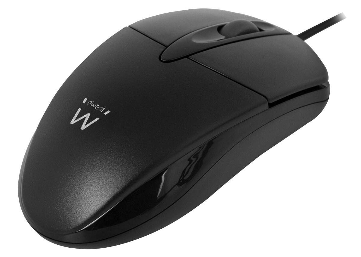 ewent Bedrade Muis EM3154 Optisch voor Rechts- en linkshandige gebruikers 1,6 m USB-A kabel Zwart