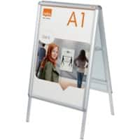 Nobo Premium Plus Stoepbord Vrijstaand A1 Aluminium, PVC (polyvinylchloride) Zilver Waterbestendig