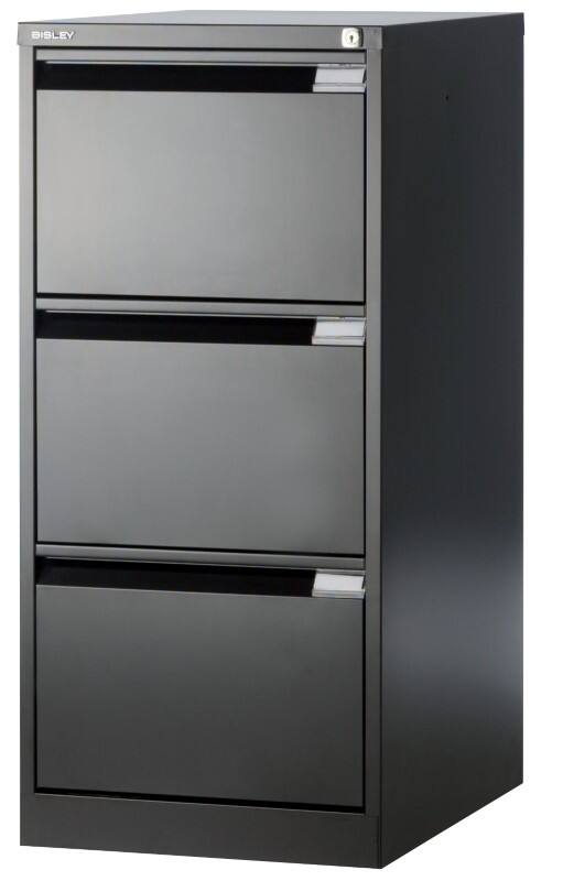 Bisley Stalen Archiefkast 3 Lades 470 x 622 x 1.016 mm Zwart