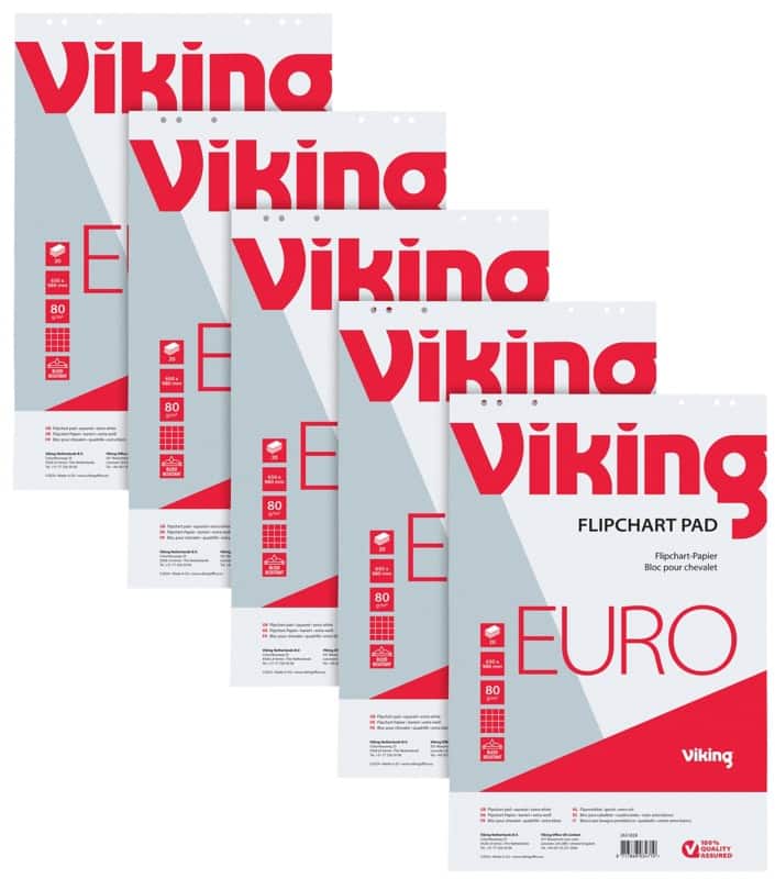 Viking Flipoverblokken Euro 80 g/m² Geruit 5 Stuks à 20 Vellen