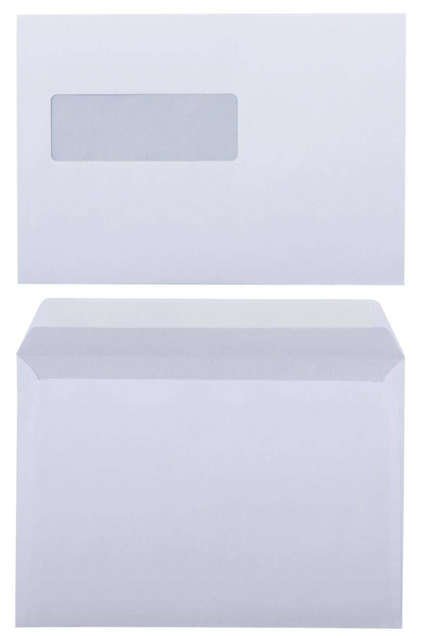 Office Depot Enveloppen C5 WW 80 g/m² Wit Met Venster Kleefstrip 500 Stuks