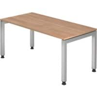 Hammerbacher J series Bureau In hoogte verstelbaar Rechthoekig Hout Walnoot, zilver 4 poten 1.600 x 680 mm