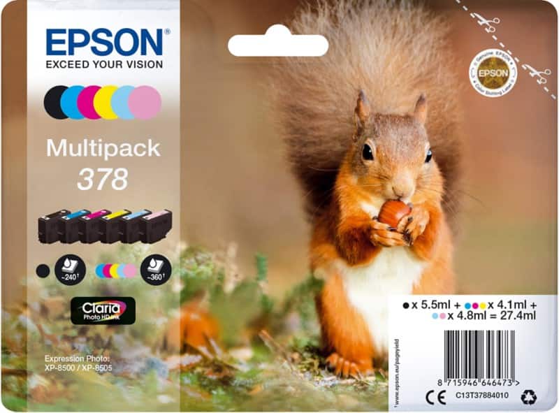 Epson 378 Origineel Inktcartridge C13T37884010 Cyaan, magenta, geel, lichtcyaan, lichtmagenta, zwart Multipack 6 Stuks