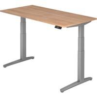 Hammerbacher Zit-sta-bureau XBHM Walnoot, zilver 1.600 x 800 x 720 mm