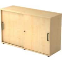 Hammerbacher Schuifdeurkast Spaanplaat 1 Plank Afsluitbaar 1.200 x 400 x 748 mm Ahorn Bruin