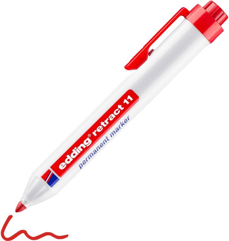edding Retract 11 Permanentmarker Medium Ronde punt 3 mm Rood Navulbaar Waterbestendig