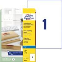 Avery Etiketten J8567-25 Klevend A4 Transparant 210 x 297 mm 25 Vellen à 1 Etiketten