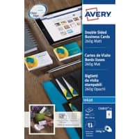 AVERY Zweckform Quick and Clean Visitekaartjes 260 g/m² Wit 25 Vellen à 8 Stuks