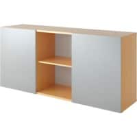 Hammerbacher Schuifdeurkast Spaanplaat 1 Plank 1.600 x 420 x 748 mm Beuken Beuken, zilver