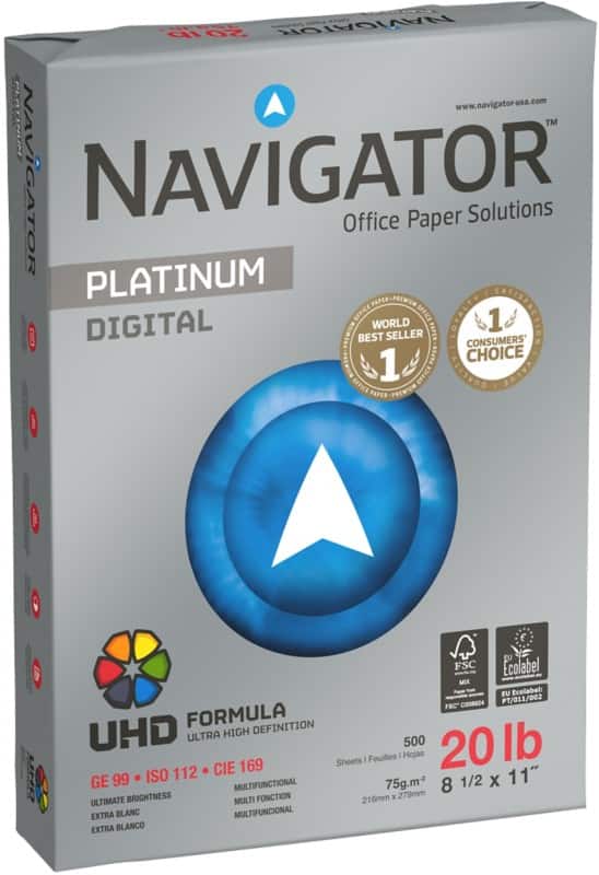 Navigator Platinum Digital US Letter Size Kopieerpapier 75 g/m² Glad Wit 5 Pakken à 500 Vellen