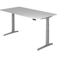 Hammerbacher XBHM VXBHM Elektrisch hoogteverstelbaar Zit-sta-bureau Rechthoekig Grijs C-Voet 2.000 (B) x 1.000 (D) x 1.290 (H) mm Spaanplaat, Staal, Aluminium