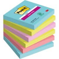 Post-it Cosmic Super Sticky Notes 76 x 76 mm Kleurenassortiment Vierkant Blanco 6 blokken à 90 Vellen