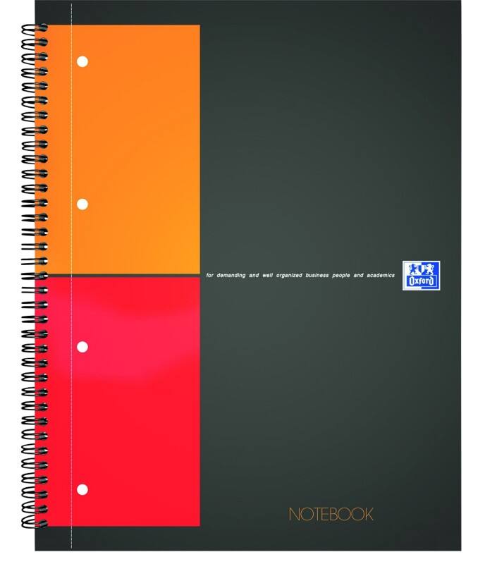 OXFORD International Collegeblok met spiraal A4+ Geruit Spiraalbinding Polypropyleen Zwart 160 Pagina's 80 Vellen