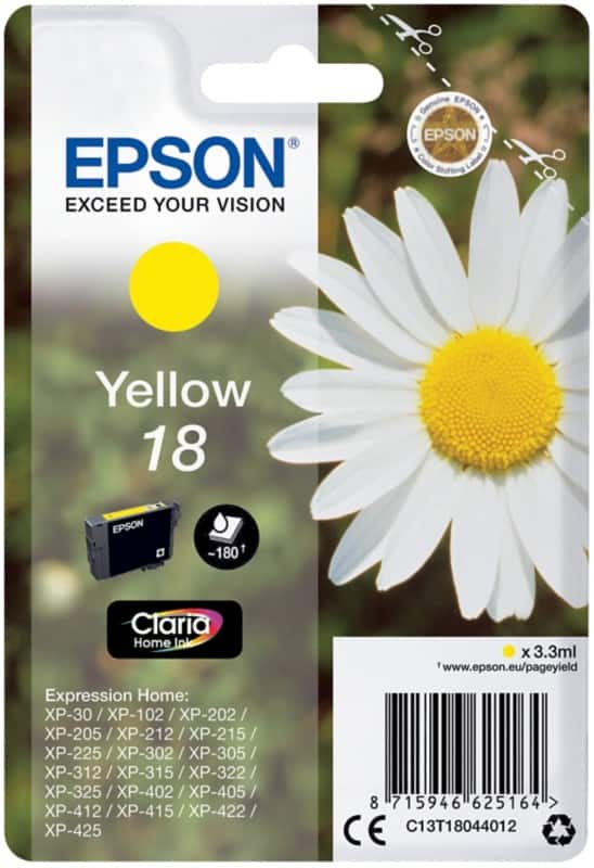 Epson 18 Origineel Inktcartridge C13T18044012 Geel