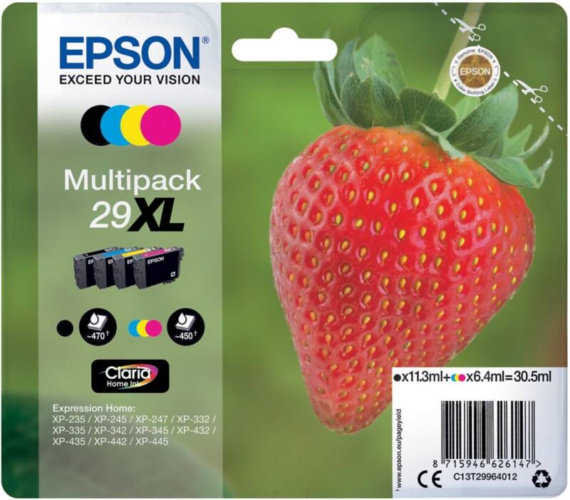 Epson 29XL Origineel Inktcartridge C13T29964012 Zwart, cyaan, magenta, geel Multipack 4 Stuks