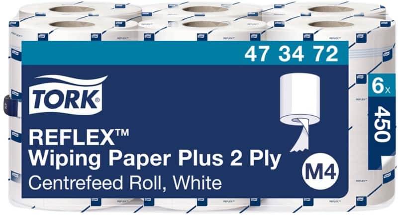 Tork Reflex  Poetspapier M4 Rol Wit 2-laags 473472 6 Rollen à 450 Vellen