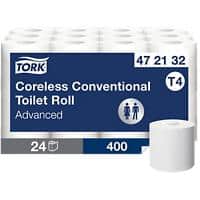 Tork Toiletpapier 2-laags T4 Advanced Zonder kern 24 rollen van 400 vellen