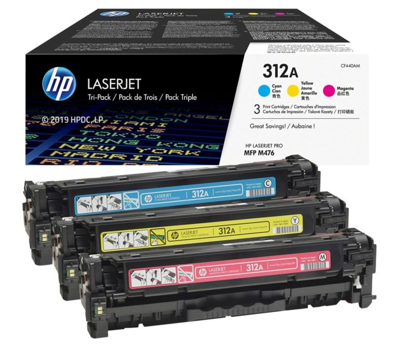 HP 312A originele tonercartridge CF440AM cyaan, magenta, geel multipak 3 stuks