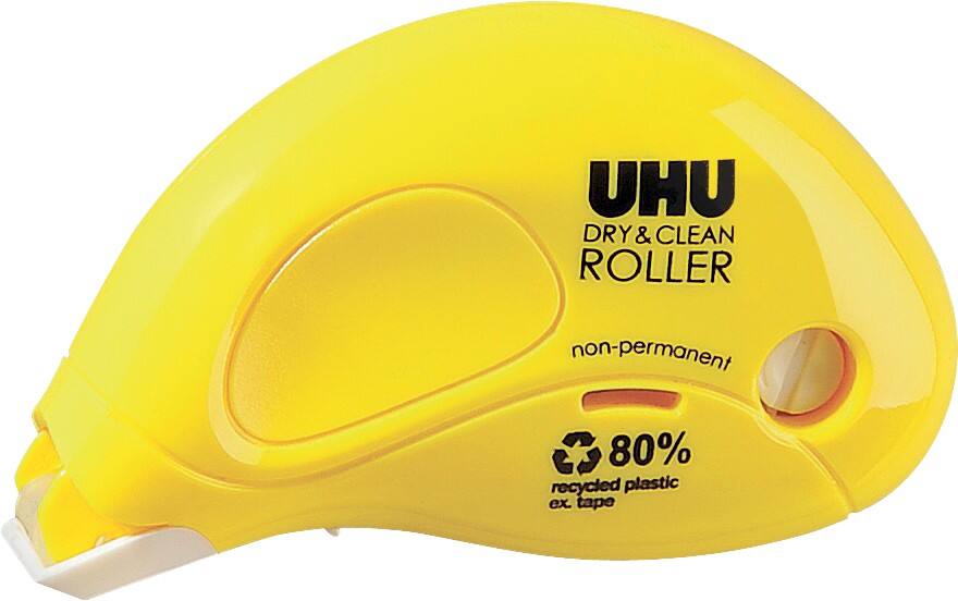 UHU Lijmroller Verwijderbaar Dry & Clean 6,5 mm x 8,5 m Geel
