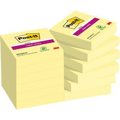 Post-it Super Sticky Notes 47,6 x 47,6 mm Geel Vierkant Blanco 12 blokken à 90 Vellen
