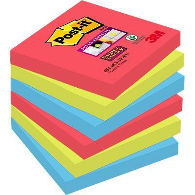 Post-it Super Sticky Notes 76 x 76 Bora Bora Kleuren 6 Blokken van 90 Vellen