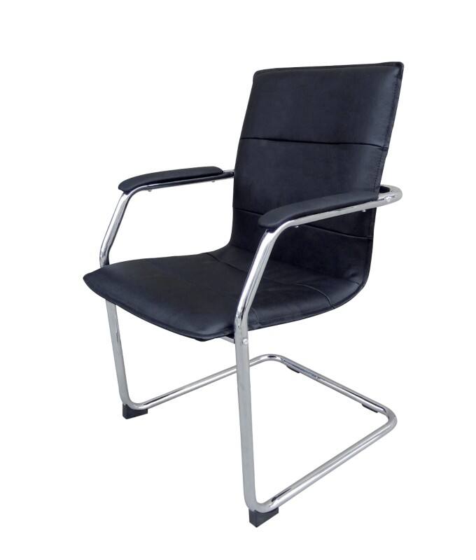 Viking Realspace Baker Bezoekersstoel Kunstleder Vaste armleuning Zwart 110 kg