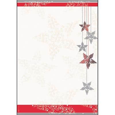 Sigel Starlets Kerst briefpapier A4 90 g/m² 21 x 29,7 cm Rood, wit 25 Vellen