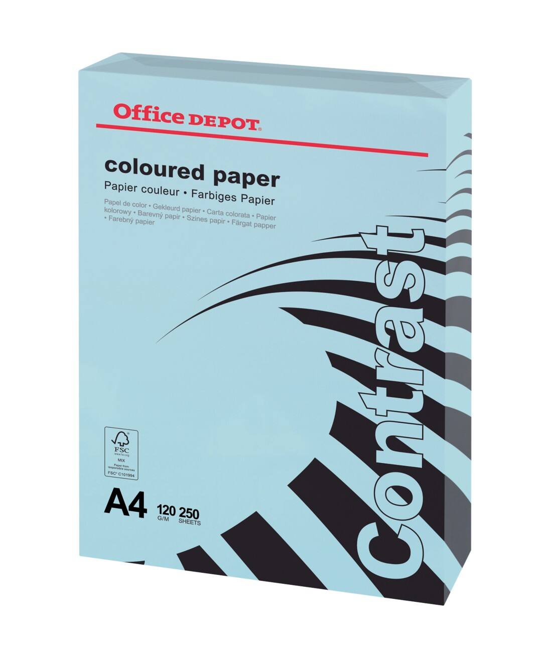 Office Depot Contrast gekleurd print-/ kopieerpapier A4 120 gram Blauw 250 vellen