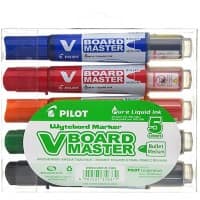 Pilot V-Board Master Whiteboardmarker Medium Ronde Punt Kleurenassortiment 5 Stuks