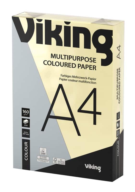 Viking A4 Gekleurd papier Geel 160 g/m²  250 Vellen