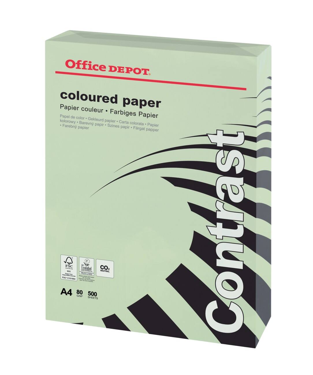 Office Depot Pastel gekleurd print-/ kopieerpapier A4 160 gram Groen 250 vellen