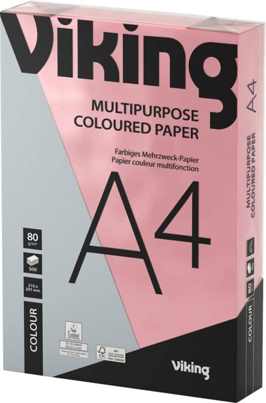 Viking A4 Gekleurd papier Roze 80 g/m²  500 Vellen