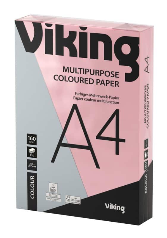 Viking A4 Gekleurd papier Roze 160 g/m²  250 Vellen