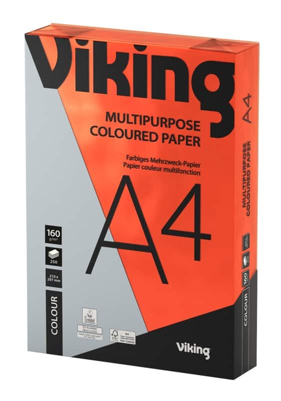 Viking A4 Gekleurd papier Rood 160 g/m²  250 Vellen