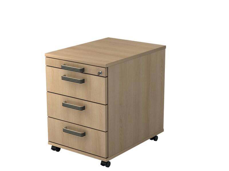 Hammerbacher Ladeblok 4 Lades Afsluitbaar 428 x 580 x 590 mm Eiken