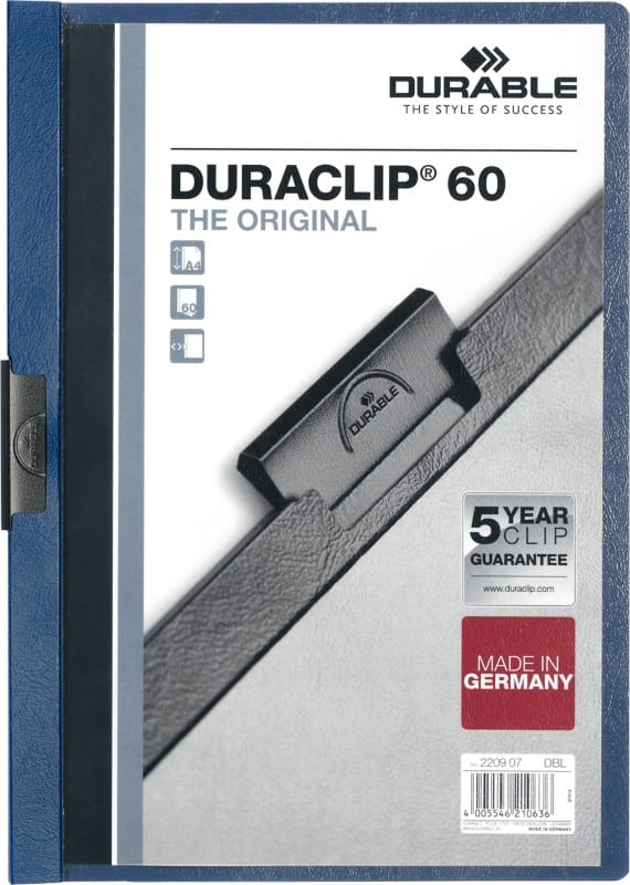DURABLE Klemmap Duraclip 60 Blauw PVC, Staal 22 x 0,6 x 31 cm