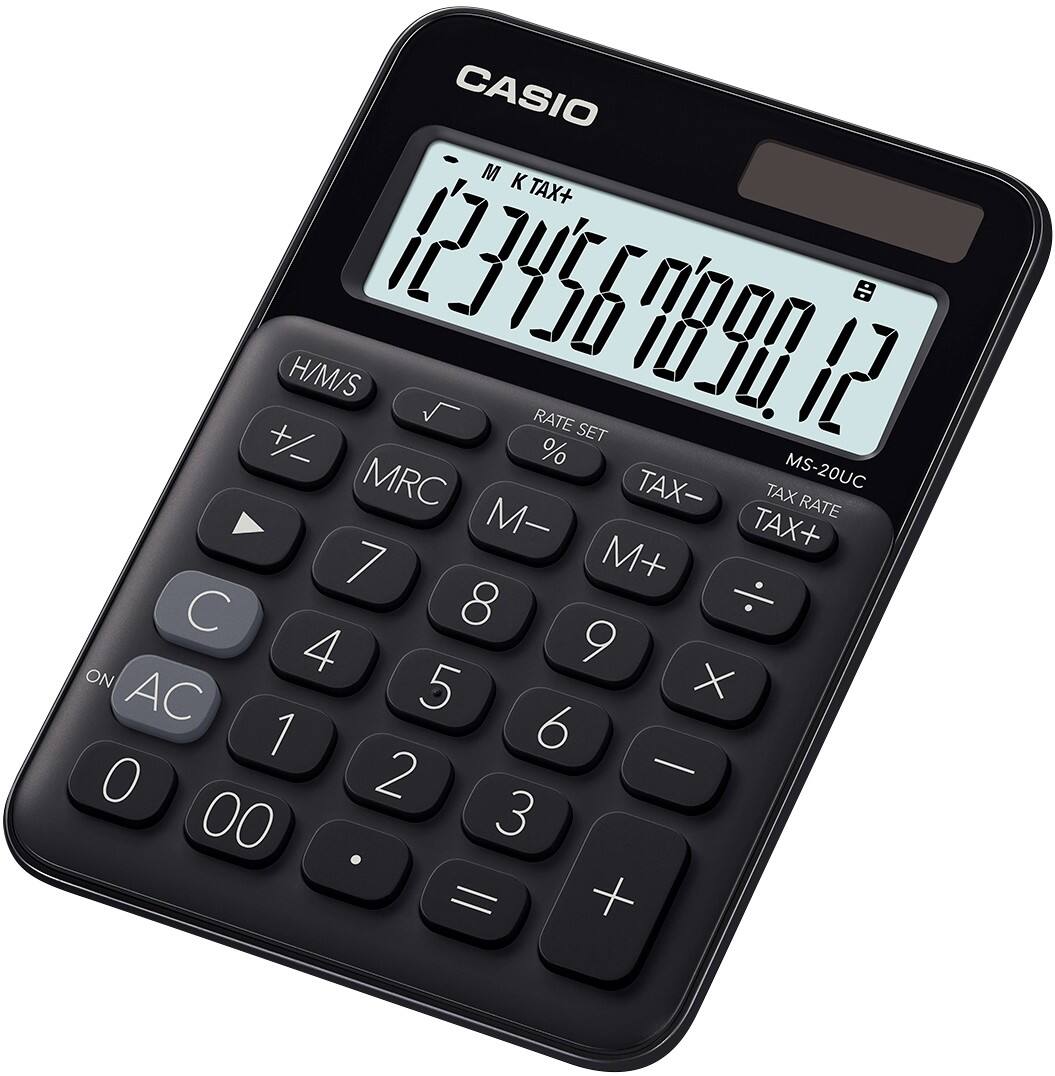 Casio Bureaurekenmachine met telrol MS-20UC-BK 12 cijfers display Zwart
