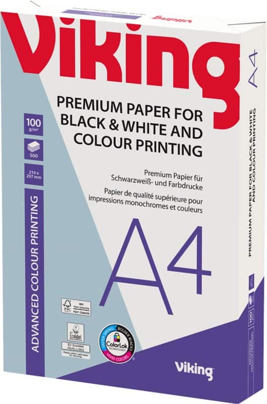 Viking Advanced Colour Printing A4 Kopieerpapier 100 g/m² Glad Wit 500 Vellen