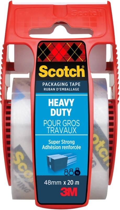 Scotch Heavy Duty Verpakkingstape op handafroller Extra kwaliteit Transparant Dispenser met één rol van 50 mm x 20 m PP (Polypropyleen) 76 micron