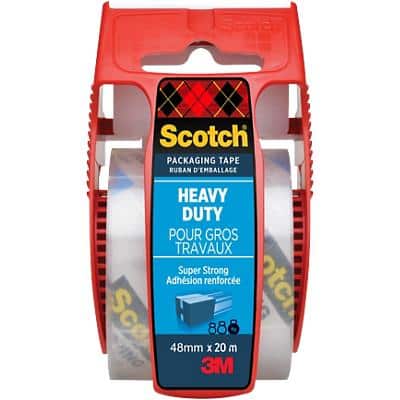 Scotch Heavy Duty Verpakkingstape op handafroller Extra kwaliteit Transparant Dispenser met één rol van 50 mm x 20 m PP (Polypropyleen) 76 micron