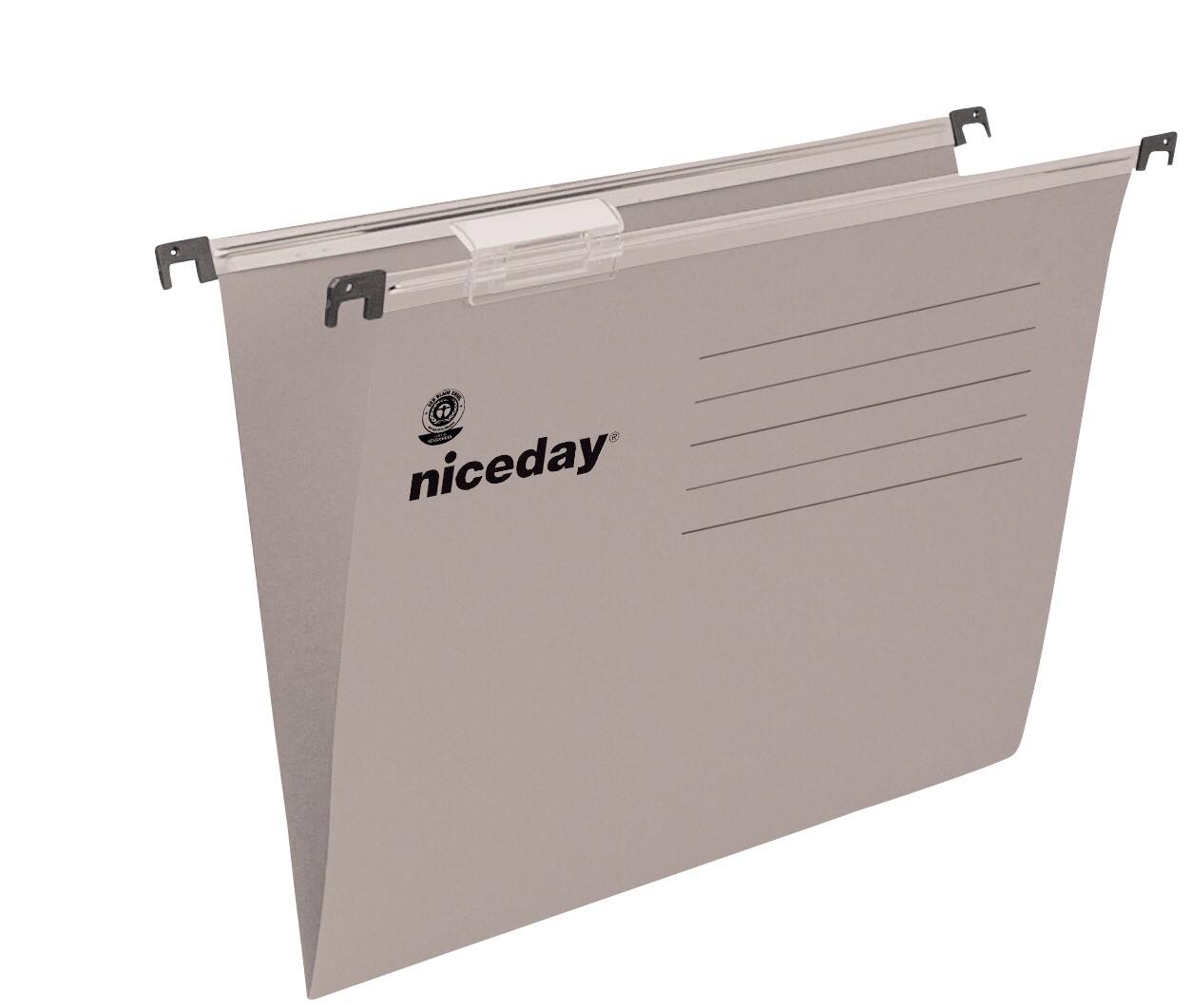 Niceday Hangmappen V-bodem Folio Grijs Gerecyleerd karton 34,5 x 25 cm 25 Stuks