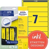 AVERY Zweckform Ordnerrugetiketten L4765-20 Ultragrip Geel A4 20 Vellen à 7 Etiketten 3,8 x 19,2 cm