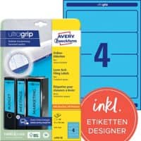 AVERY Zweckform Ordnerrugetiketten L4767-20 Ultragrip Blauw A4 20 Vellen à 4 Etiketten 6,1 x 19,2 cm