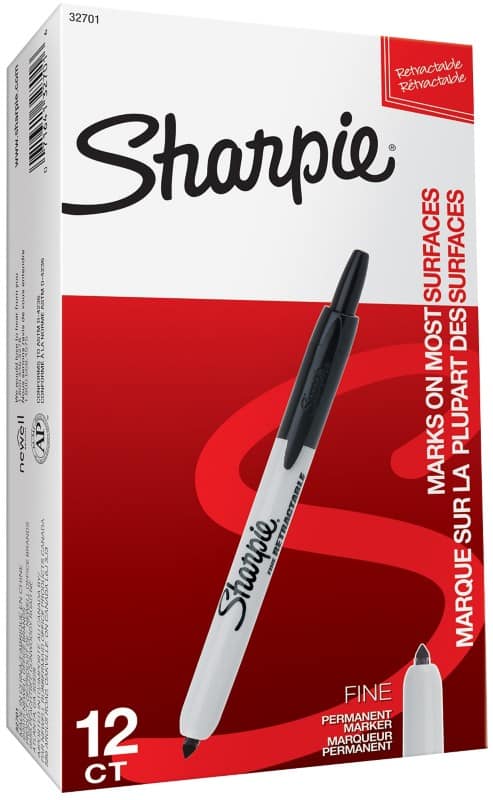 Sharpie S0810840 Permanent marker Fijn Ronde punt 1 mm Zwart  12 Stuks