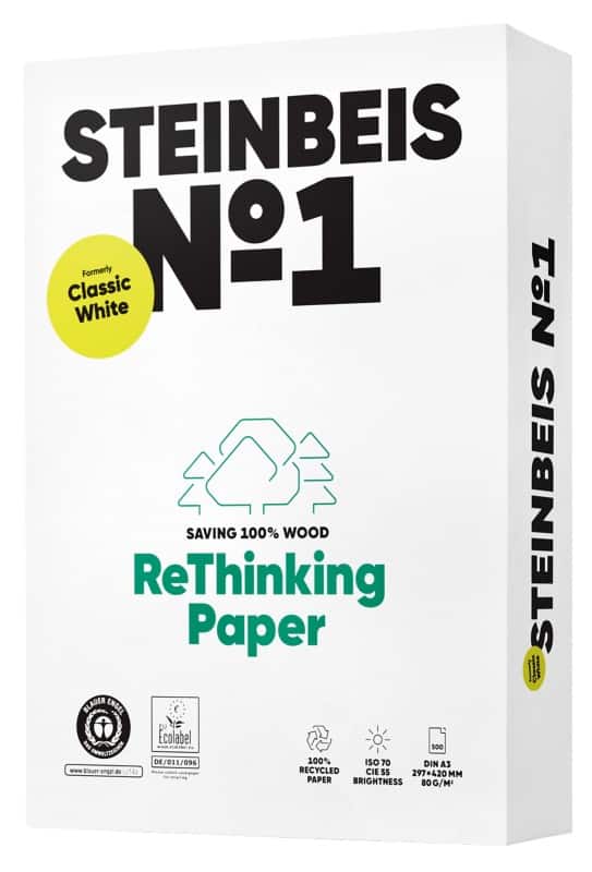 Steinbeis Classic No.1 A3 Kopieerpapier 100% Recycled 80 g/m² Glad Gebroken wit 500 Vellen