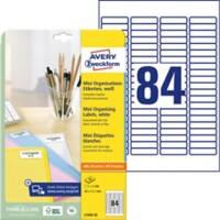 Avery Mini Etiketten L7656-25 Klevend A4 Wit 46 x 11,1 mm 25 Vellen à 84 Etiketten